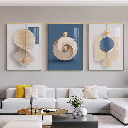 Abstract Circle Blue White Canvas Art