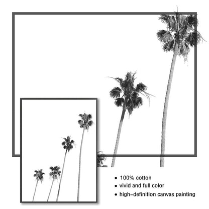 Black and White Beach Palm Surf Canvas Art