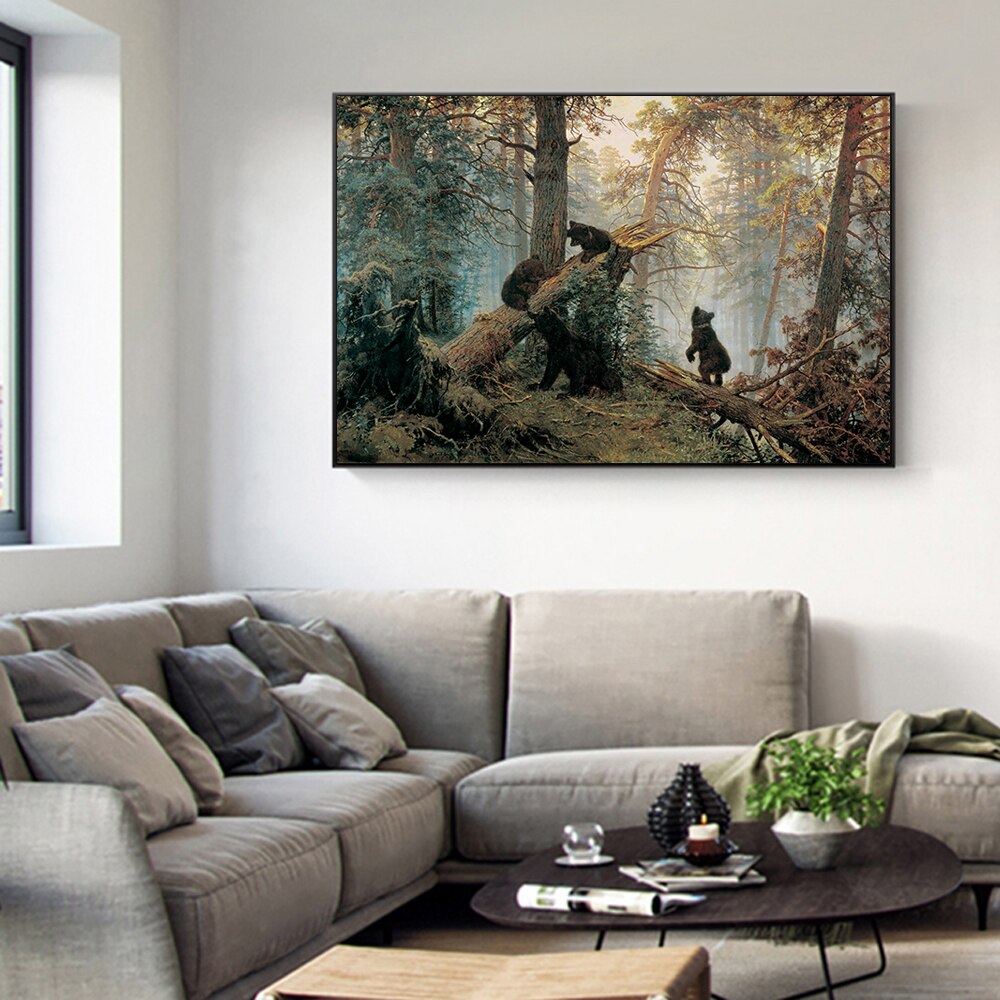 Cute Bear In The Forest Canvas Art