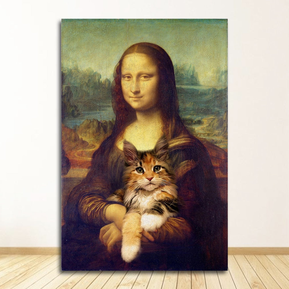 Mona Lisa And Cat Art Canvas