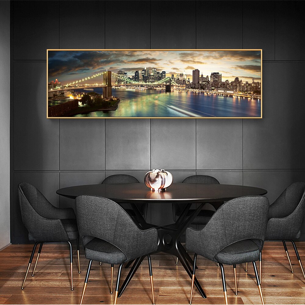 Brooklyn Bridge Night Landscape Canvas Art