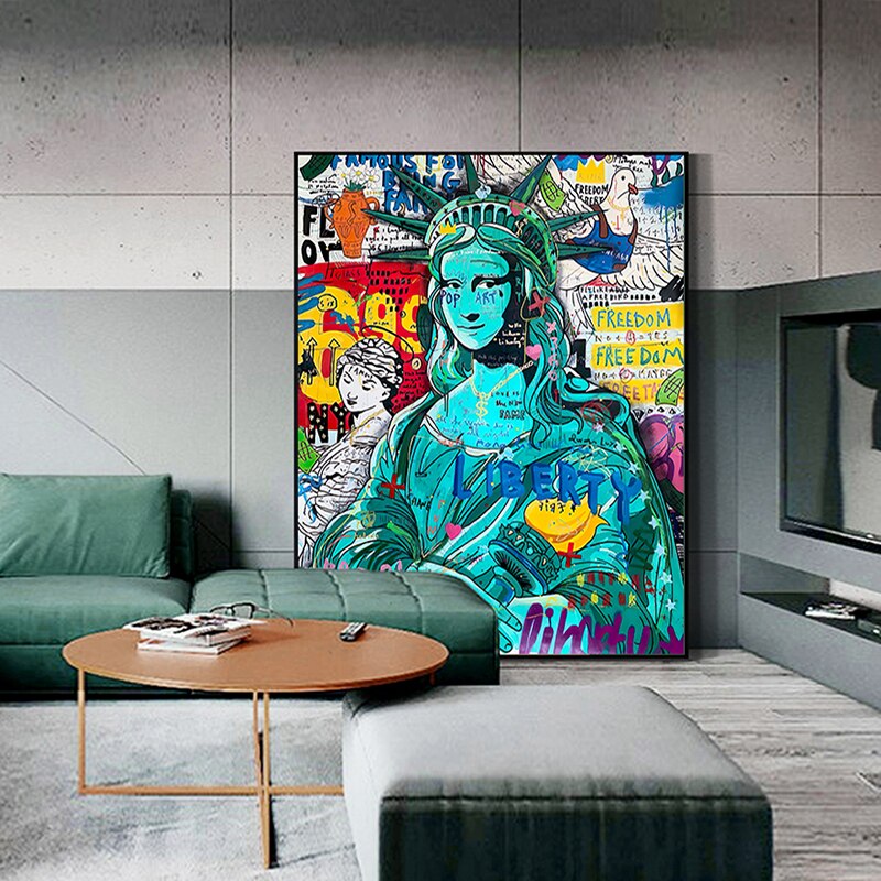 Graffiti Statue Of Liberty Canvas Art