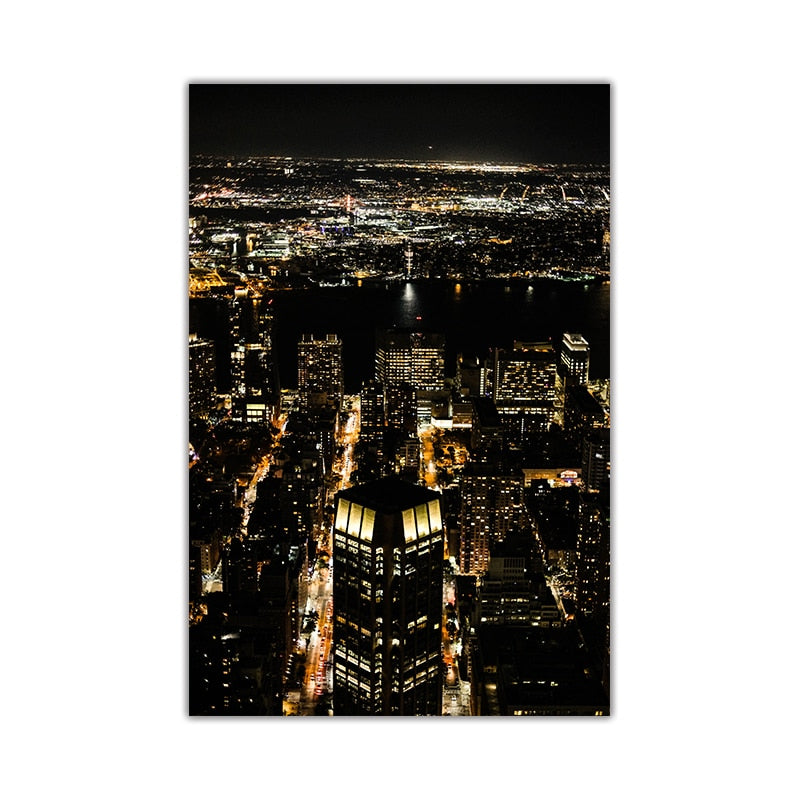 Night Cities Skylines Canvas Art