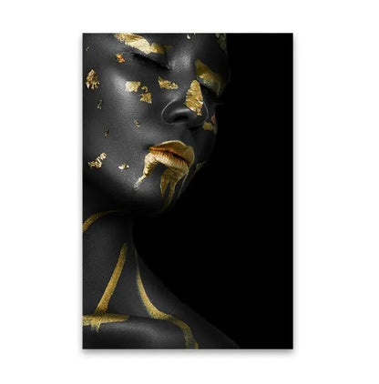 Black and Gold Woman Portrait Wall Art Canvas