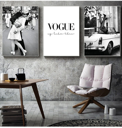 Black and White Vintage Magazine Canvas Art