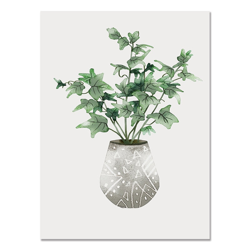 Simple Green Plant Canvas Art