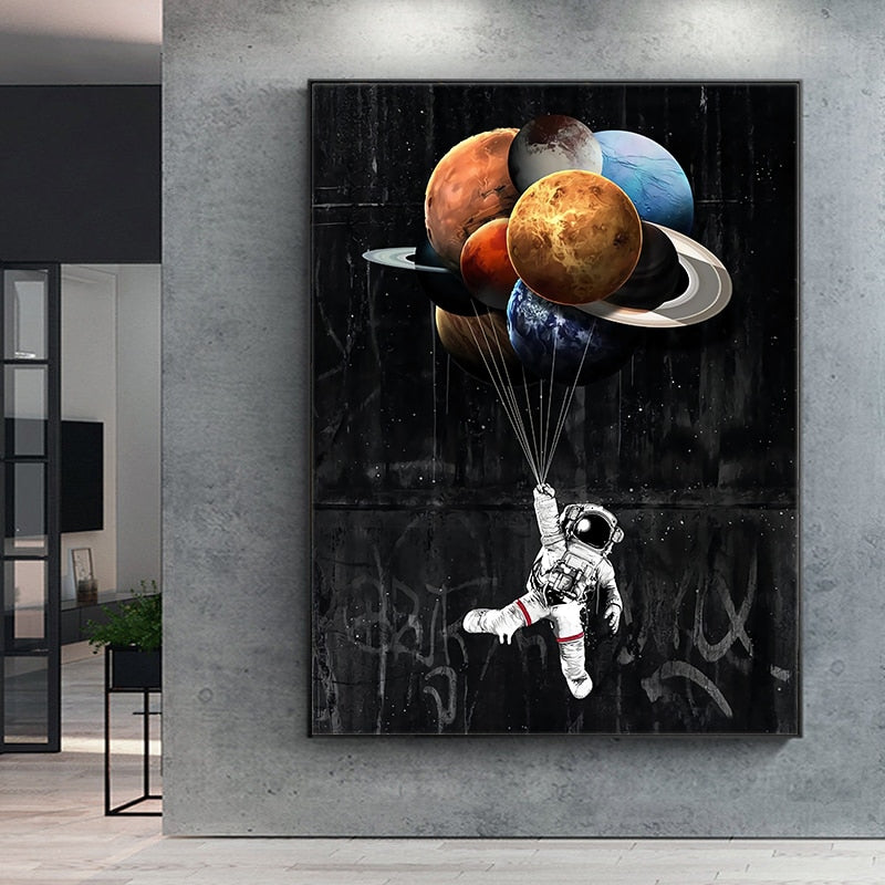 Cartoon Astronaut Wall Art Canvas