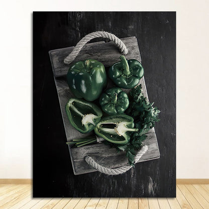 Green Fruit Vegetable Kitchen Canvas Art