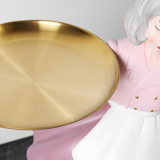 Girl Servant Statue with Tray