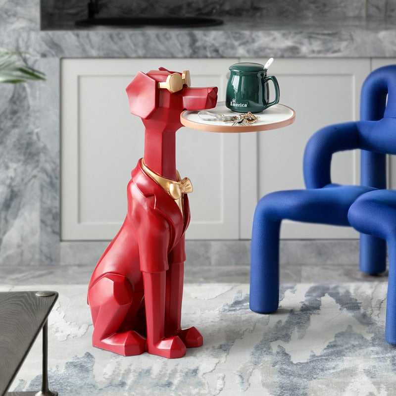 Sitting Dog Tray Statue