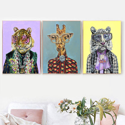 Fashion Animals in a Suit Art Canvas