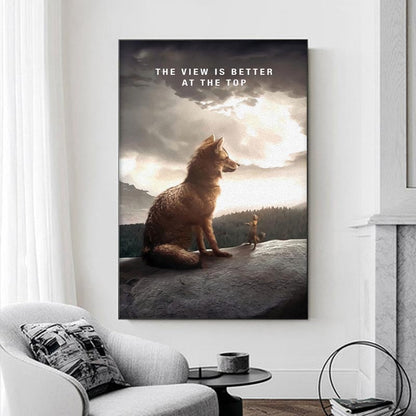 Mountain Top Fox Motivational Canvas Art