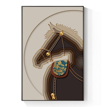 Brown and Gold Luxurious Horse Canvas Art