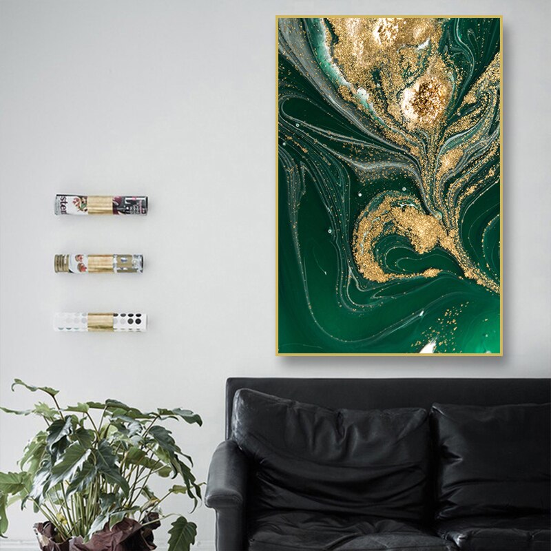 Sparkly Green Gold Foil Canvas Art