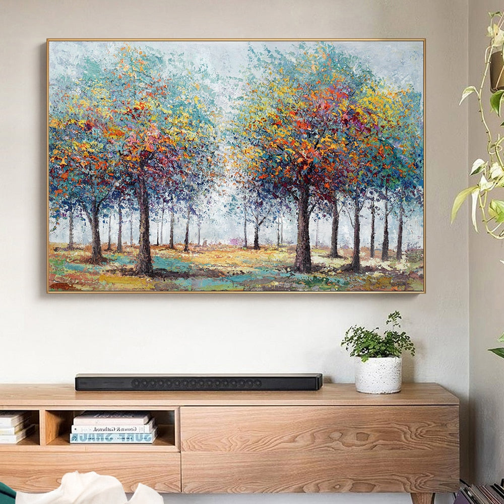 Colorful Tree Painting Wall Art Canvas