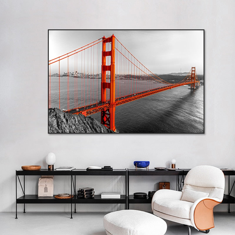 Black and White Golden Gate Bridge Canvas Art