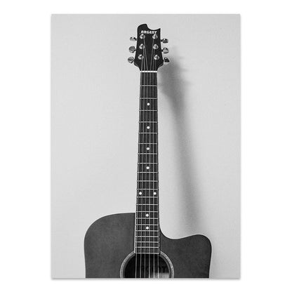 Black and White Guitar Radio CD Music Canvas Art