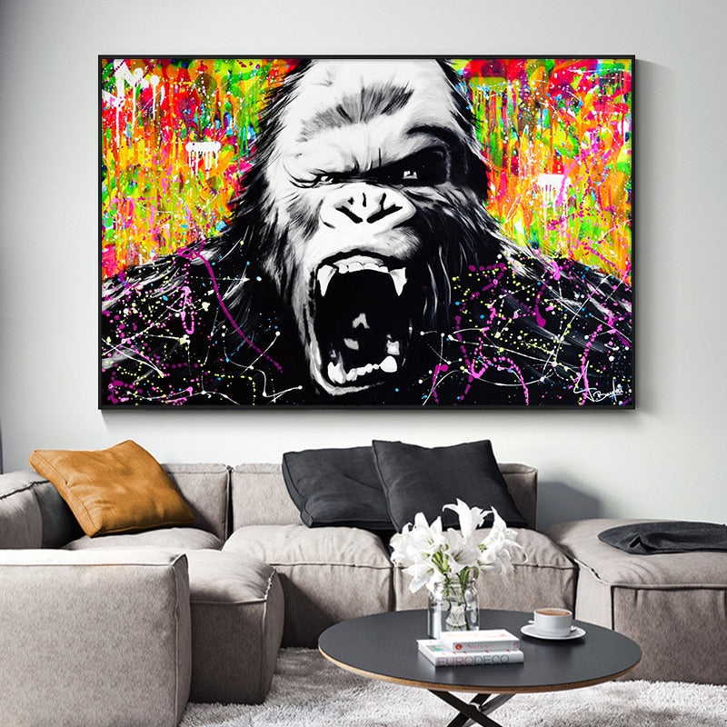 Angry Gorilla Pop Art Canvas