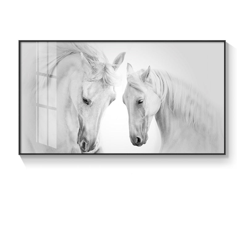 Modern Black and White Horse Canvas Art