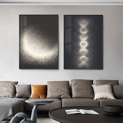 Modern Abstract Moon Eclipse Canvas Art