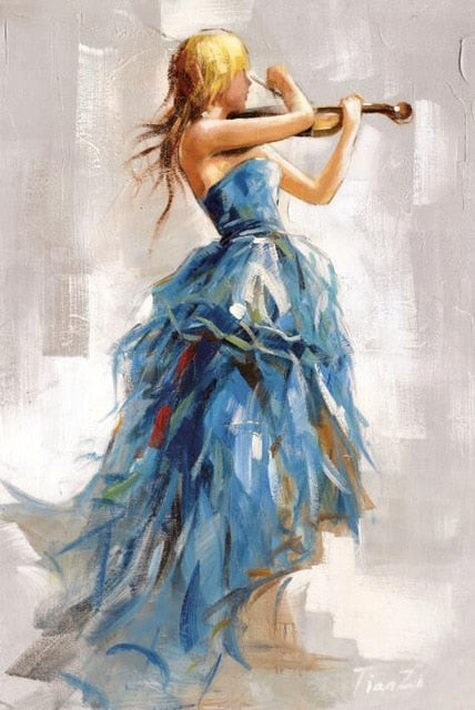 Violin and Dancing Woman Canvas Art