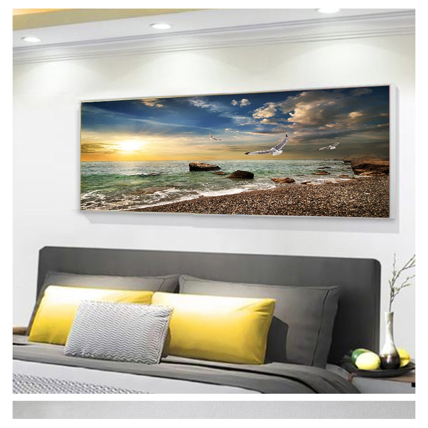 Sky Sea Sunrise Landscape Canvas Art