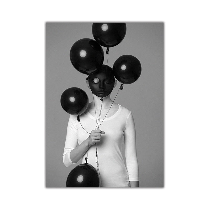 Black and White Balloon Fashion Canvas Art