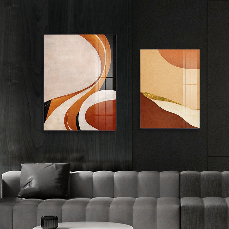 Abstract Beige Orange Brown Autumn Canvas Art