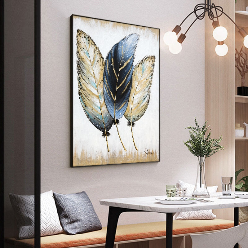 Golden feather Oil Painting Canvas Art