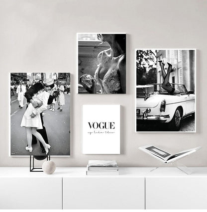 Black and White Vintage Magazine Canvas Art