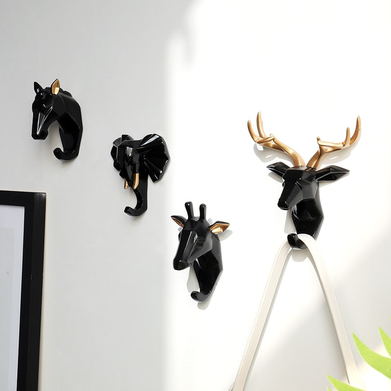 Animal Head Sticker Hook Statue