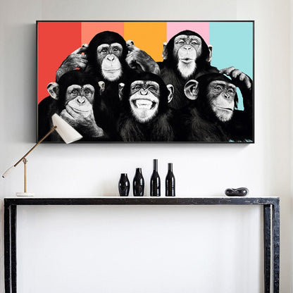 Funny Monkeys Graffiti Canvas Art