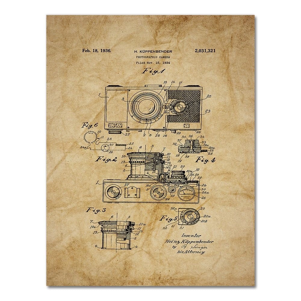 Camera Patent Blueprint Canvas Art