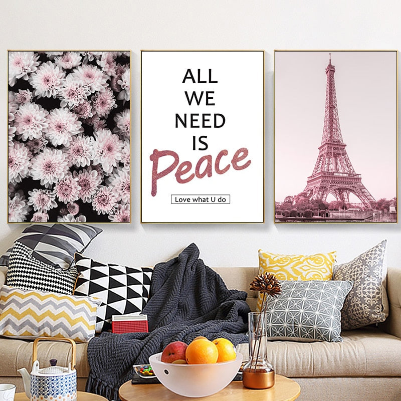 Pink European Cities Canvas Art