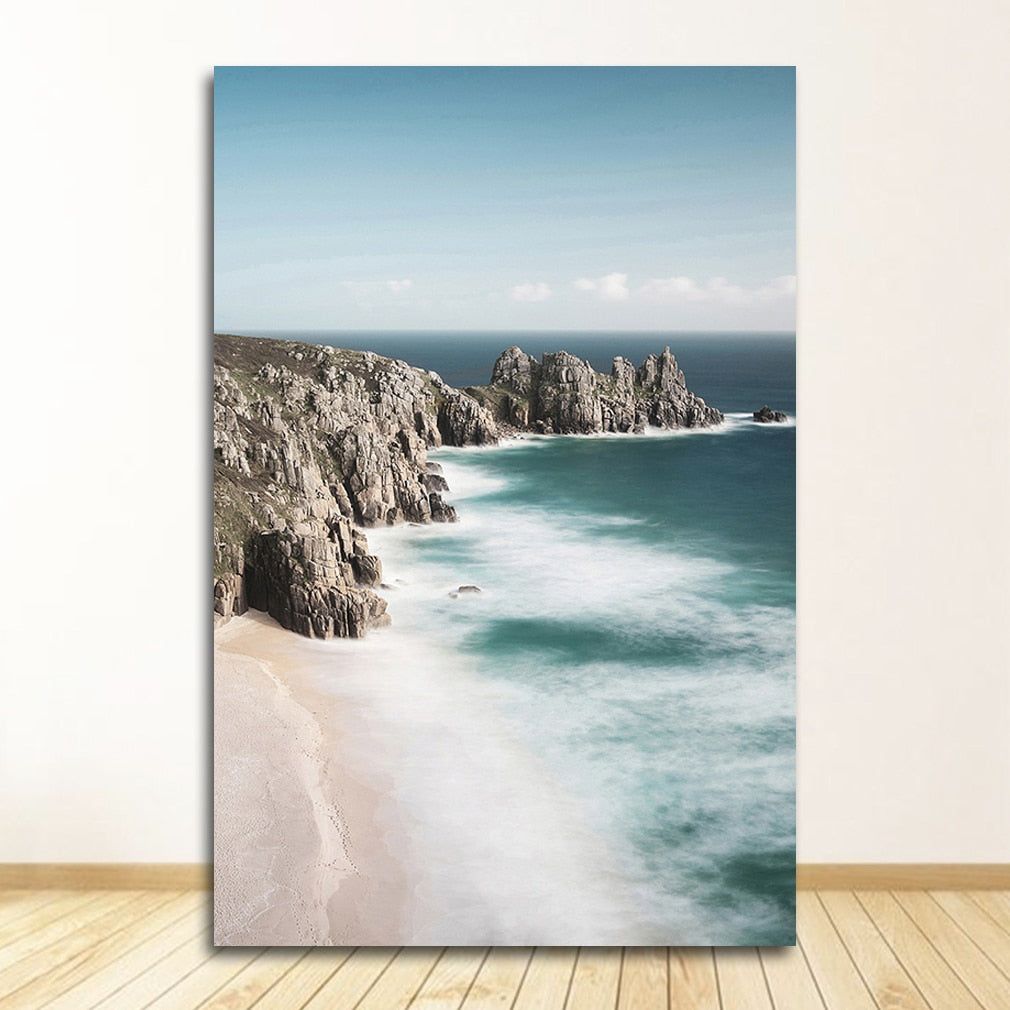 Ocean Beach Bridge Nature Seascape Canvas Art