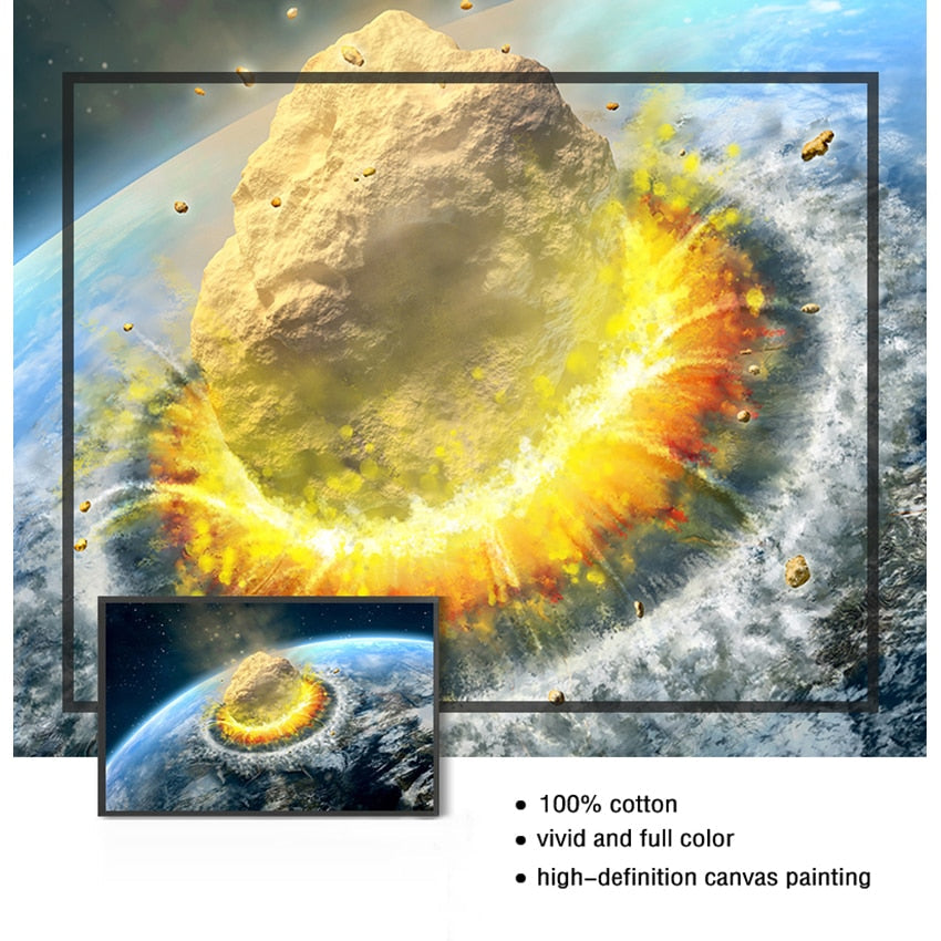 Meteorite Earth Galaxy Universe Wall Art Canvas