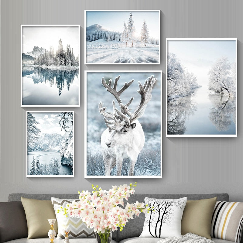 Mystical Siberia Winter Snow Forest Canvas Art