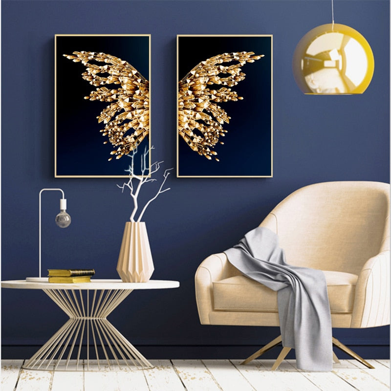 Golden Butterfly Wings Canvas Art