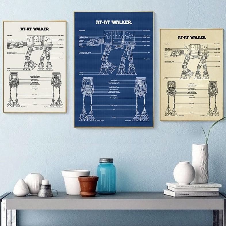 AT-AT Walker Star Wars Blueprint Canvas Art