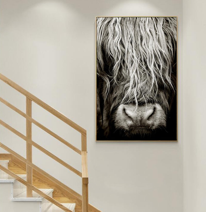 Cow Head Wall Art Canvas