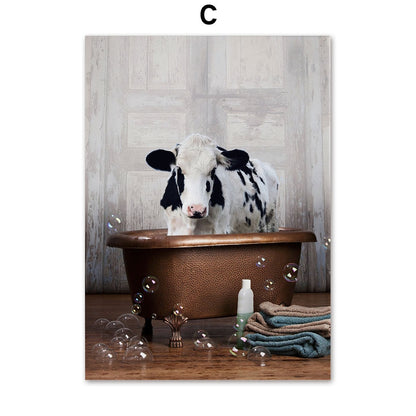 Animals in the Bathtub Canvas Art