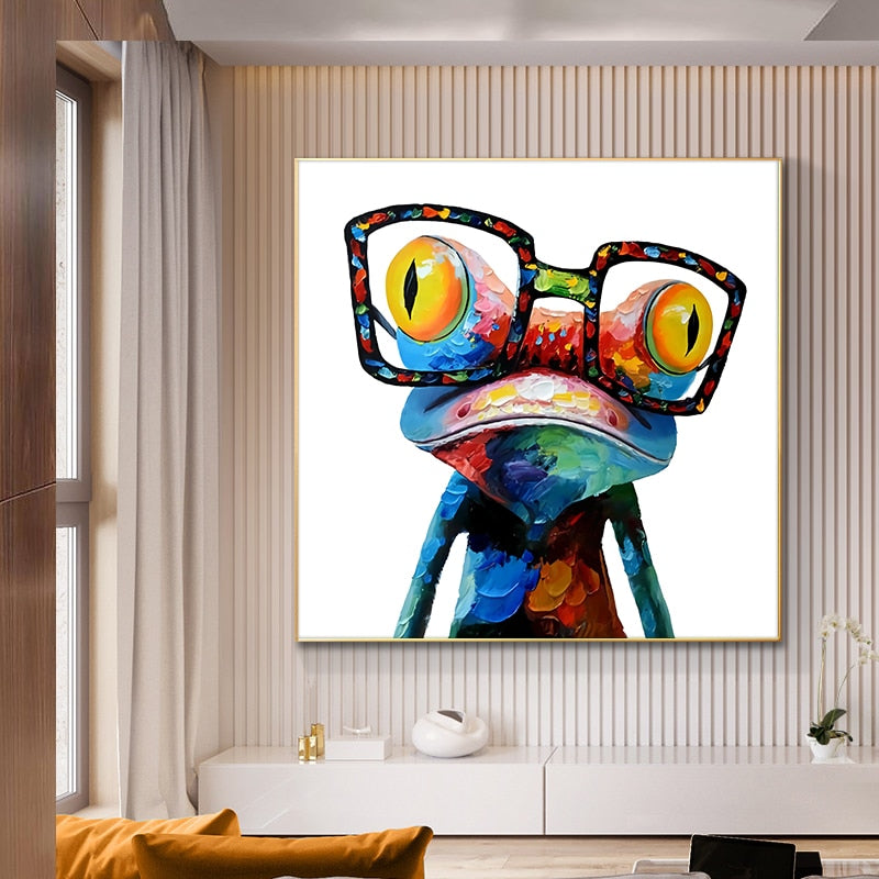 Frog with Glasses Canvas Art