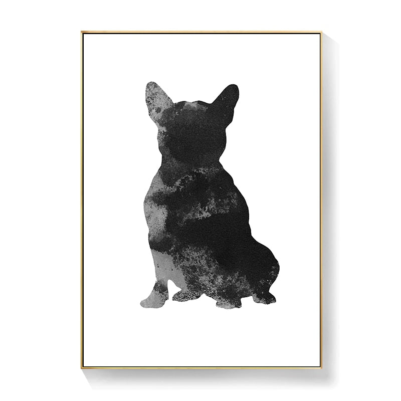 Black and White French Bulldog Canvas Art