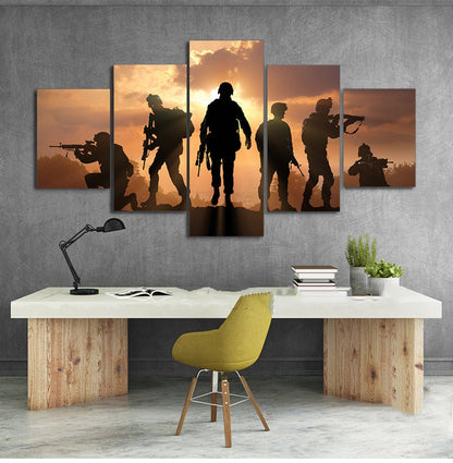 Patriotic US Army Sunset Canvas Art