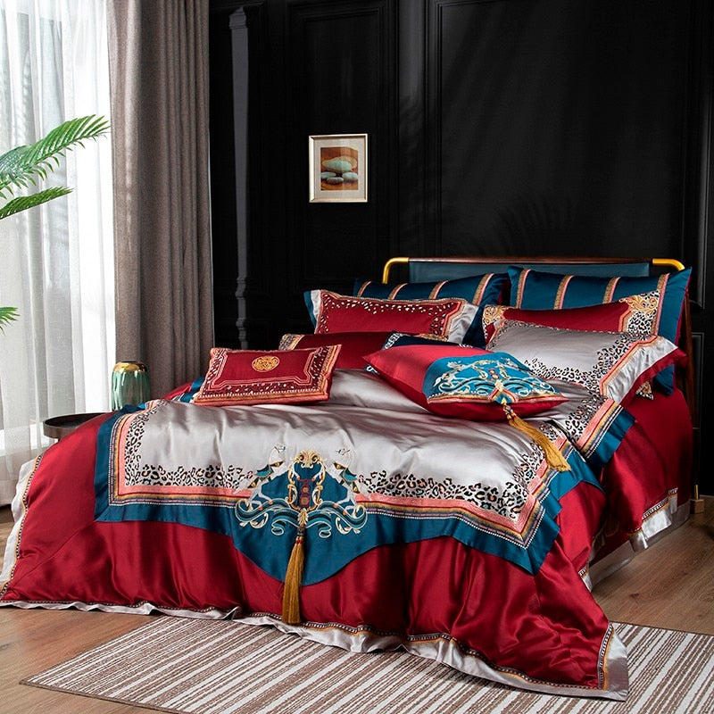 Etugen Luxurious Silk Jacquard Duvet Cover Bedding Set