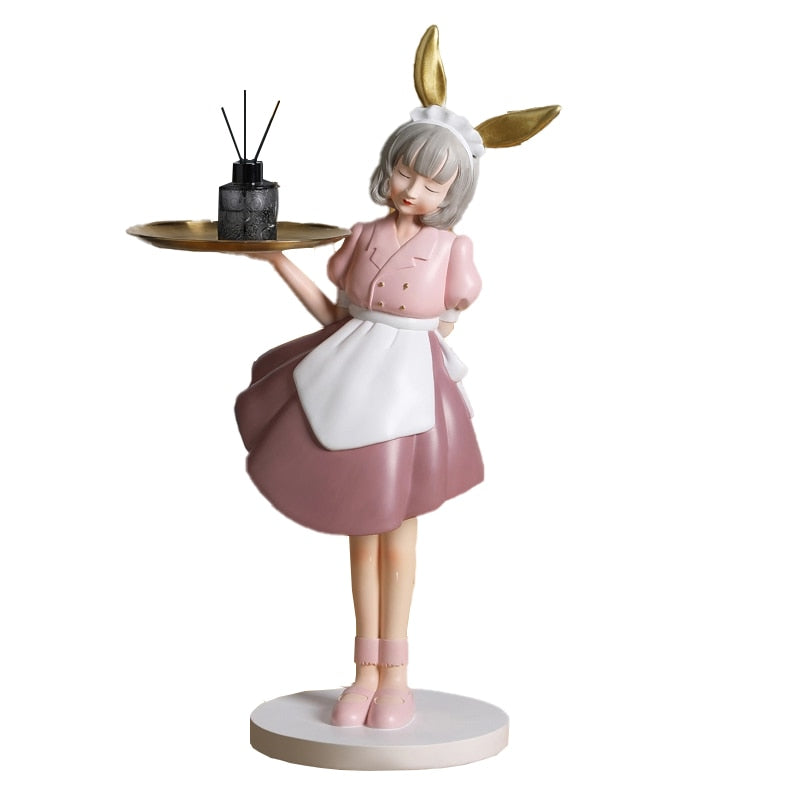 Girl Servant Statue with Tray