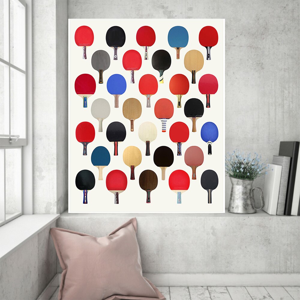 Minimalist Colorful Table Tennis Racket Canvas Art