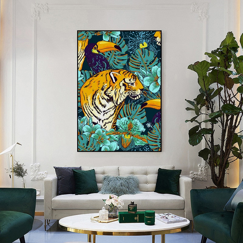 Tropical Plant Animal Canvas Art