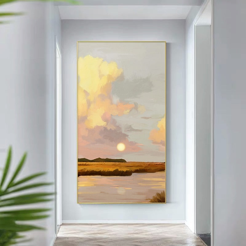 Sunset Landscape Painting Canvas Art