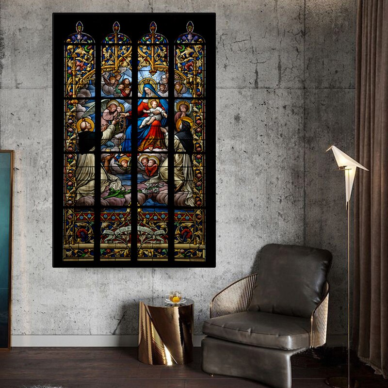 Christ Jesus Mosaic Church Glass Window Canvas Art